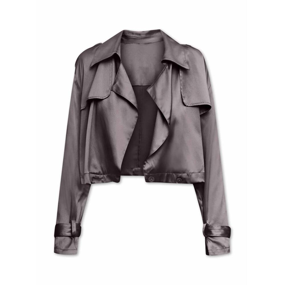 NEW NOUVELLE / SILK95FIVE women's kensington trench crop in fonce